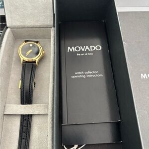 Movado Gold Case with Black Strap Watch